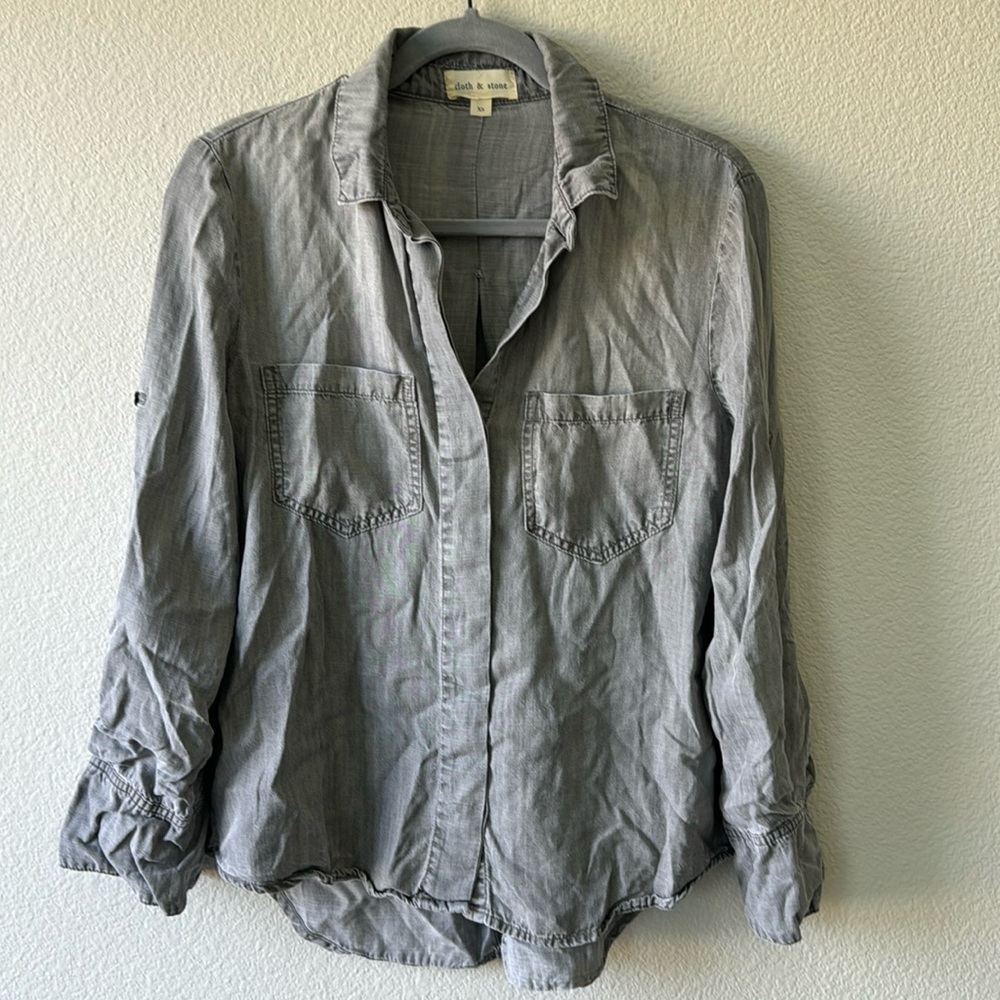Cloth & Stone Tencel Button Front Top XS